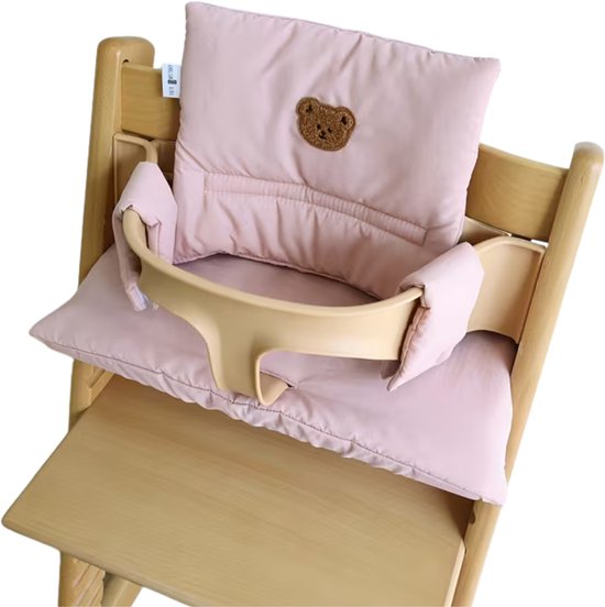 HHHK - Stokke Tripp Trapp Kussenset - Zitkussen en Rugkussen - Roze met Beertje - Stoelverkleiner - Babyset Kussen van Merkloos — afbeelding 3