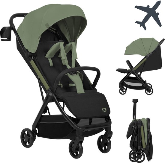 Lionelo Julie Air - Ultralichte Buggy - Reisbuggy - Auto-Folding & Compact - Slechts 7,5 kg - Reizen & Handbagage - Verstelbare Rugleuning tot Ligstand - XXL Zonnescherm met UPF50+ - Onderhoudsvrije Wielen - Vanaf 6 Maanden tot 22 kg - Kinderwagen