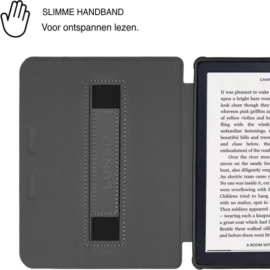 Lunso Geschikt voor Kobo Clara BW / Clara Colour hoesje (6 inch) - Vegan Saffiano Leren Sleep Cover - Burgundy — afbeelding 3