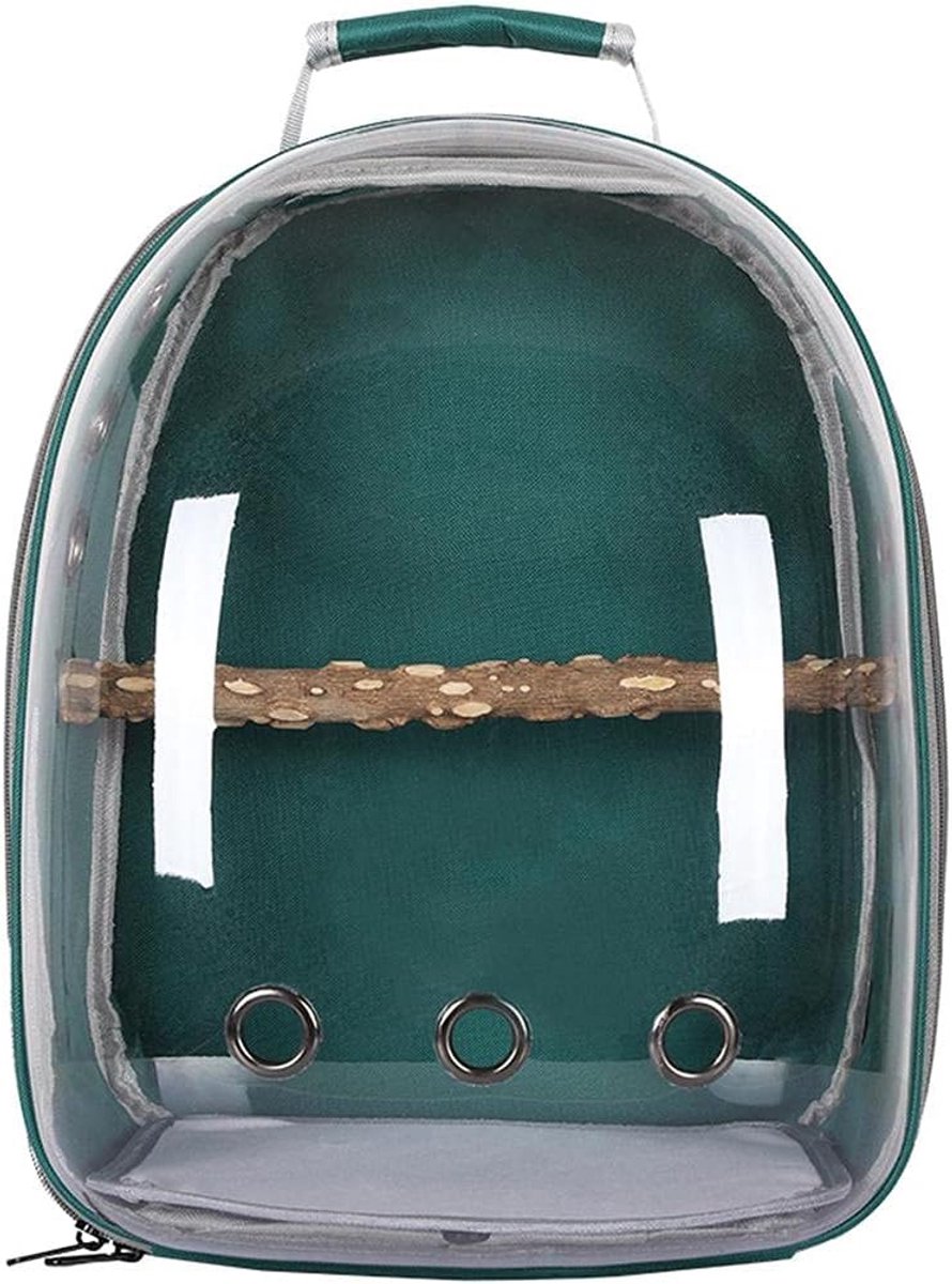 Vogel Reistas - Huisdier Rugzak - Vervoer Vogels - Transparant Ruimte Capsule - 32x26x41 cm - Groen