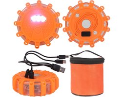 LED Zwaailamp - Noodverlichting Auto - Veiligheid Verkeer - 9 Knipperstanden Magneet - USB Oplaadbaar - Oranje