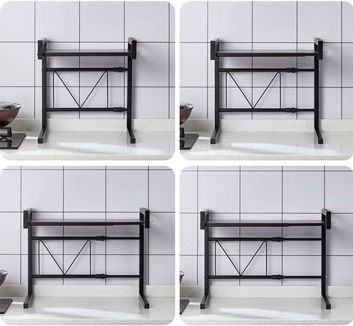 Magnetronrek - Keuken Organizer - Ruimte Besparen - Uitschuifbaar Ontwerp - 2 Stuks - Zwart