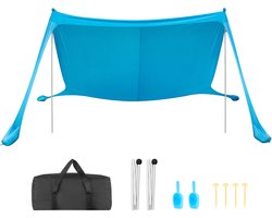 VEVOR Strandtent met Zonbescherming (UPF 50+) 3,4x3,4x2m, Strandtent met Steunpalen, Zandschepjes en Draagtas, Draagbare Zonnescherm voor Gezinsuitjes, Kamperen, Vissen, Blauw