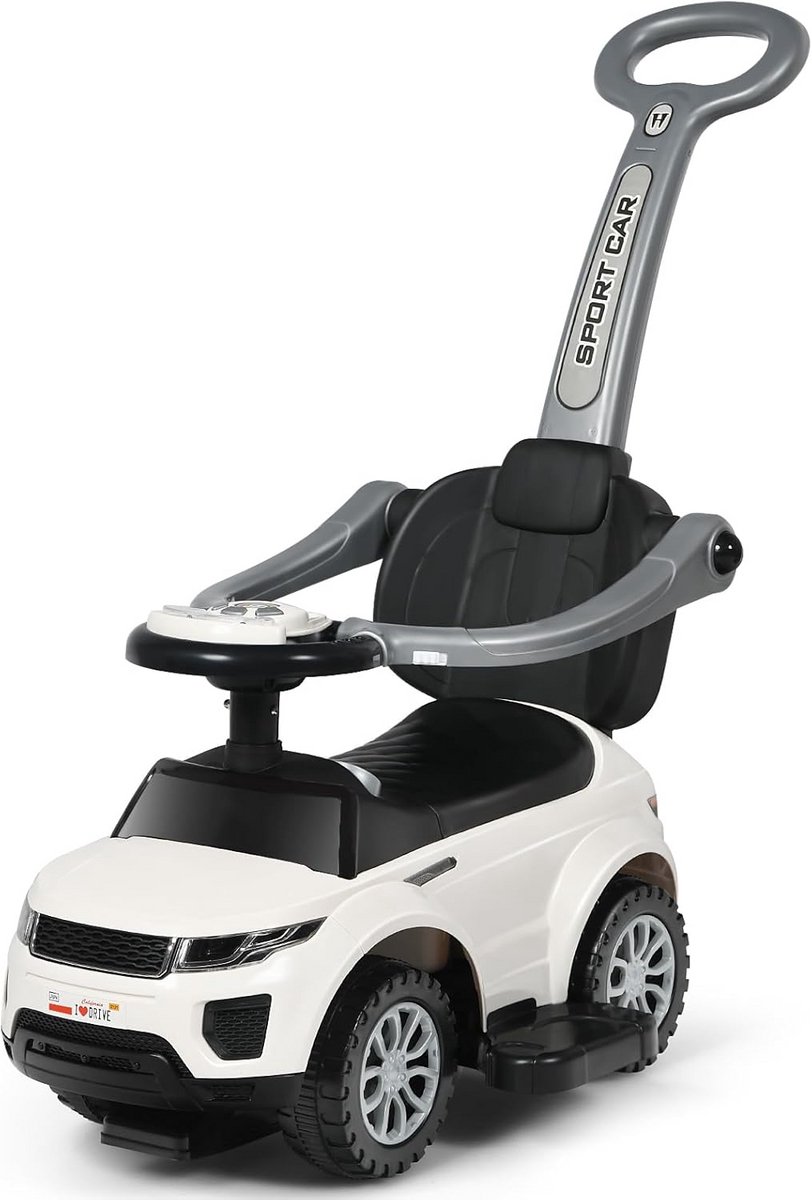 Kinder Glijauto 3-in-1 - Loopauto Duwfiets - Eerste Rijervaring - Verborgen Opbergruimte - 89x43x84 cm - Wit