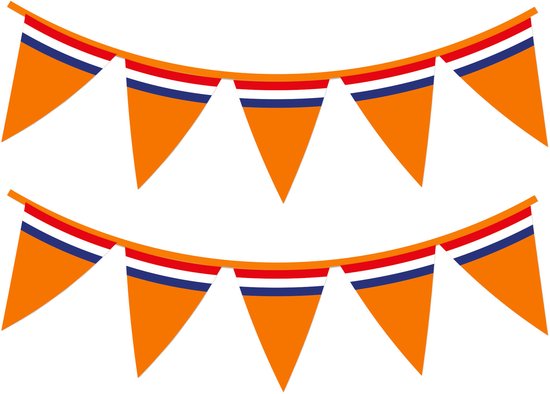 Bellatio Decorations Slinger oranje - Holland vlaggenlijn met Nederlandse vlag - 10 meter - Oranje versiering WK/ EK/ Koningsdag