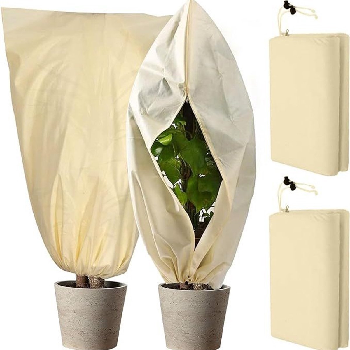 Vorsthoezen voor planten — Draagbare, winterwarme dekens met ritssluiting & stoffen beschermhoezen voor struiken | 2-delige set vorstbeschermhoezen voor de buitentuin