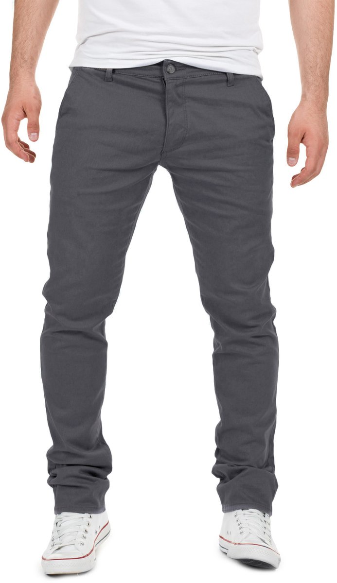 Yazubi Heren Chino Broek Dustin – Slim Fit – Katoen Stretch – Grijs – 5-pocket