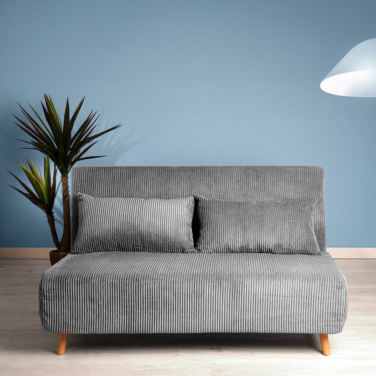 HOMLA - Sofa - 2-zits - Grijs Corduroy met Slaapfunctie