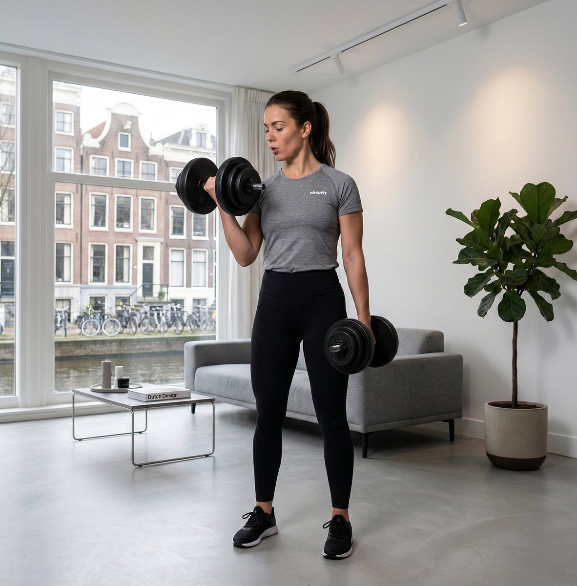 VirtuFit Verstelbare Dumbbell Set 28 kg - Vinyl - 2 x 14 kg Dumbbells - Gewichten Set - Halterset - Dumbells - Voor Krachttraining – foto 8