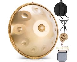Handpan Instrument - Hang Drum - Muziektherapie Spelen - 10 Tonen 432 Hz - 55 cm - Goud