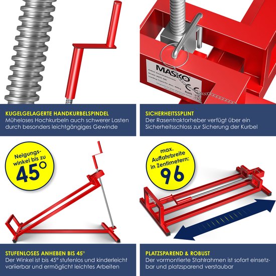 MASKO® Zitmaaierkrik 400kg Lift voor Zitmaaier - Zitmaaierlift Krik Systeem van MASKO® — afbeelding 2