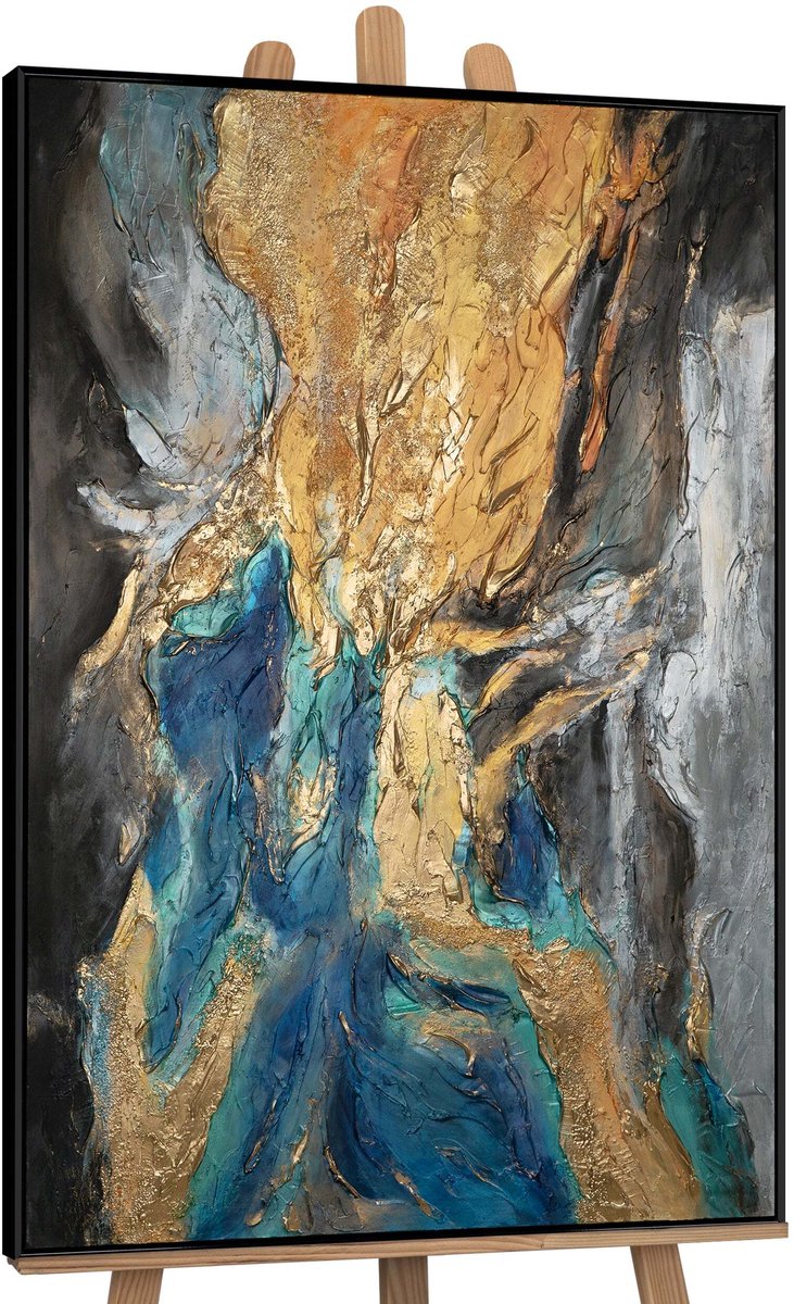 YS Canvas schilderij groot handgeschilderd abstracte symfonie muziek expressief – YS-Art Gallery – Expressieve wanddecoratie voor woonkamer – Modern schilderij voor kantoor en hal Black