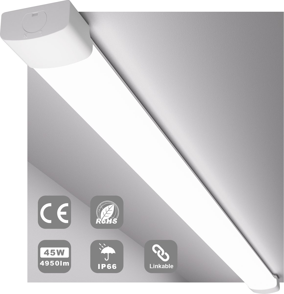 MODLICHT LED Vochtbestendige Armatuur Led Verlichting met Armatuur 150 cm 45W 5000K 5000LM Plafondlamp LED TL Werklamp - Daglicht wit
