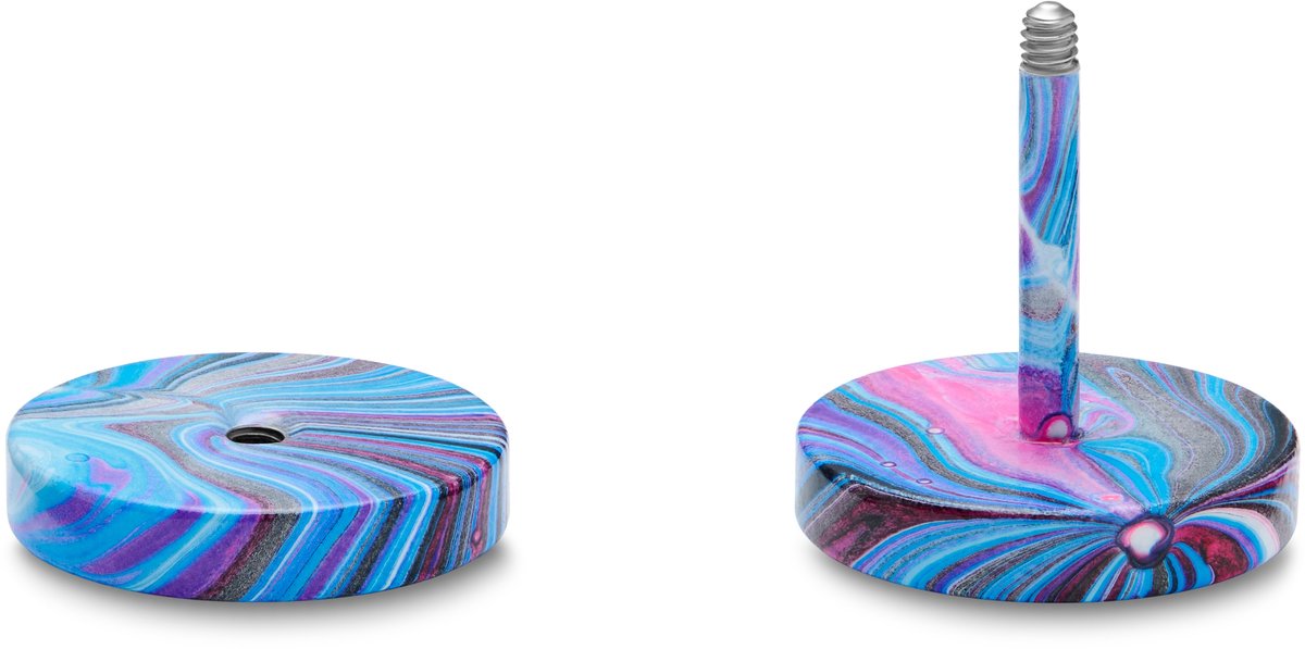 Satago | 10 mm Roestvrijstalen Fake Plug Oorbel in Blauw en Roze