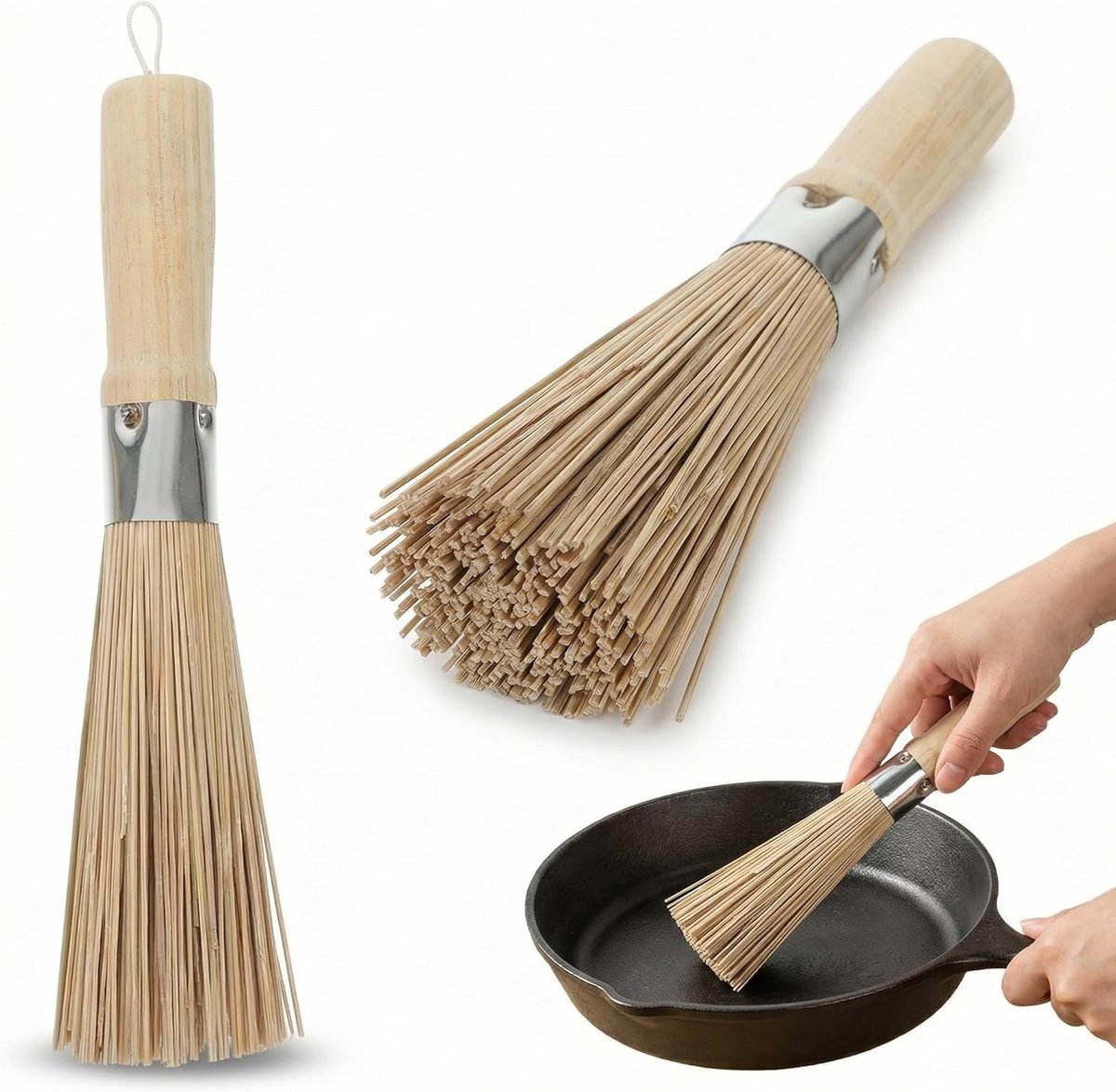 Bamboe Wokborstels - Reinigingsgarde - Keuken Schoonmaken - Robuust en Flexibel - 25 cm Lengte