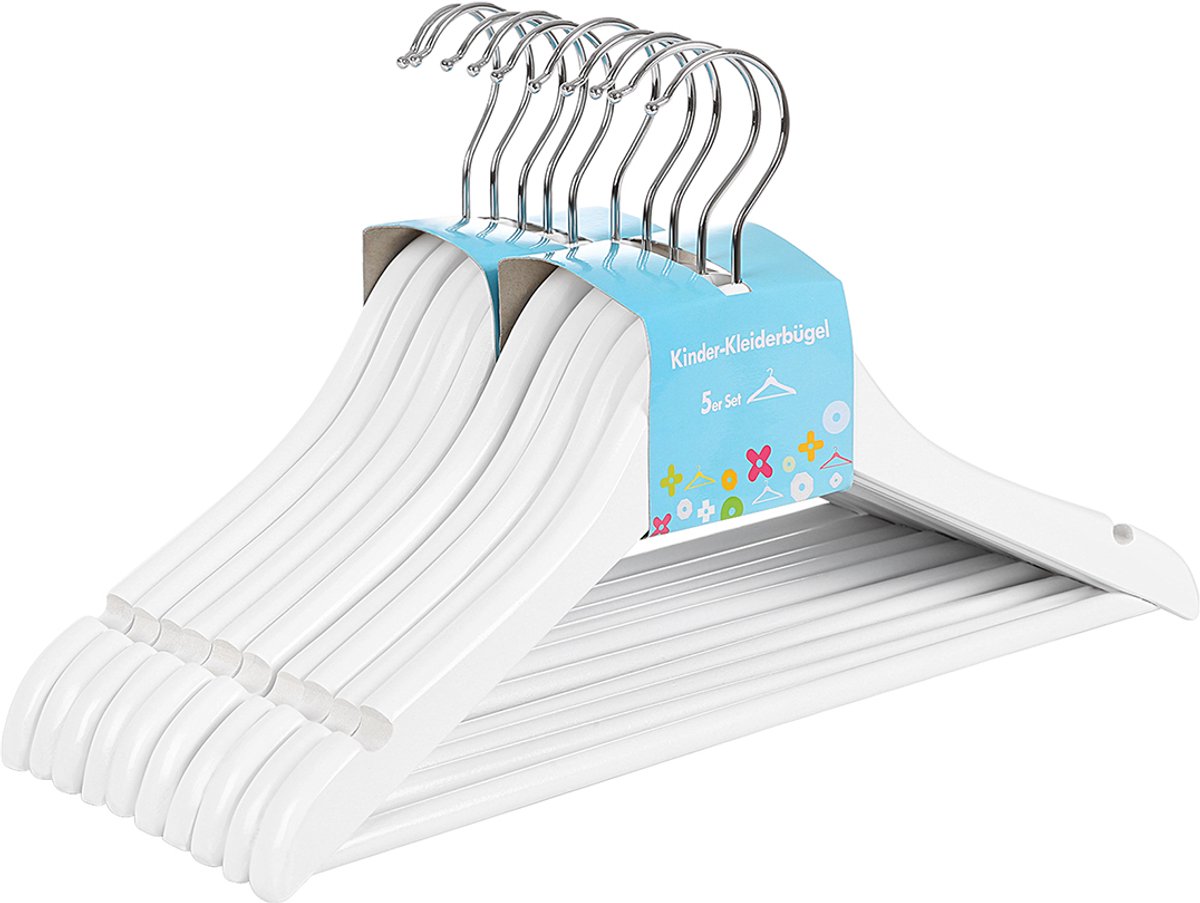 Hoppa! - Kinderkleerhangers - 10 stuks - 35 x 20 cm - wit hout