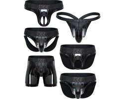 SUKREW Wet Look FETISH Collection - The Ultimate Multipack - MAAT M - Erotisch Heren Ondergoed - String voor Man - Sexy mannen String
