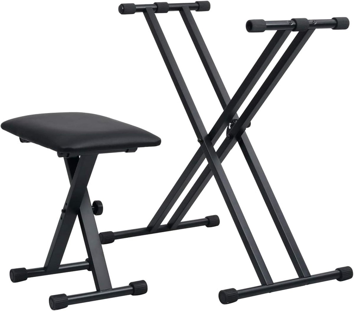 Keyboardstandaard Set - Dubbele Houder Kruk - Muziek Maken - Verstelbare Hoogte - Zwart