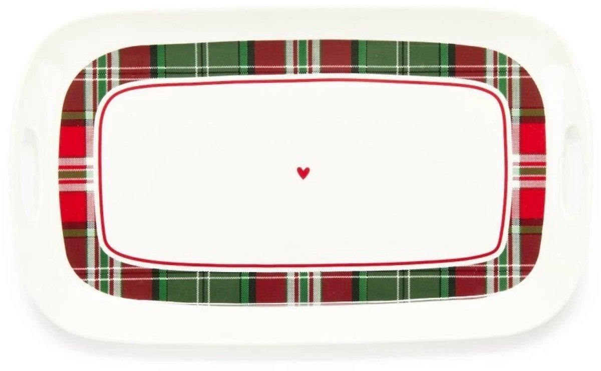Serveerschaal tartan - 35,6 x 21,2 x2,8 cm - keramiek - queen - Nuvole di Stoffa