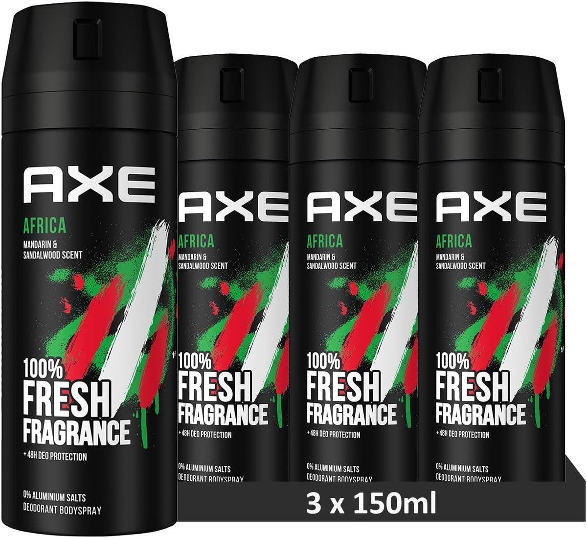 Bodyspray 3-pack - Deospray Heren - Frisse Geur - Zonder Aluminiumzouten - 3x 150ml