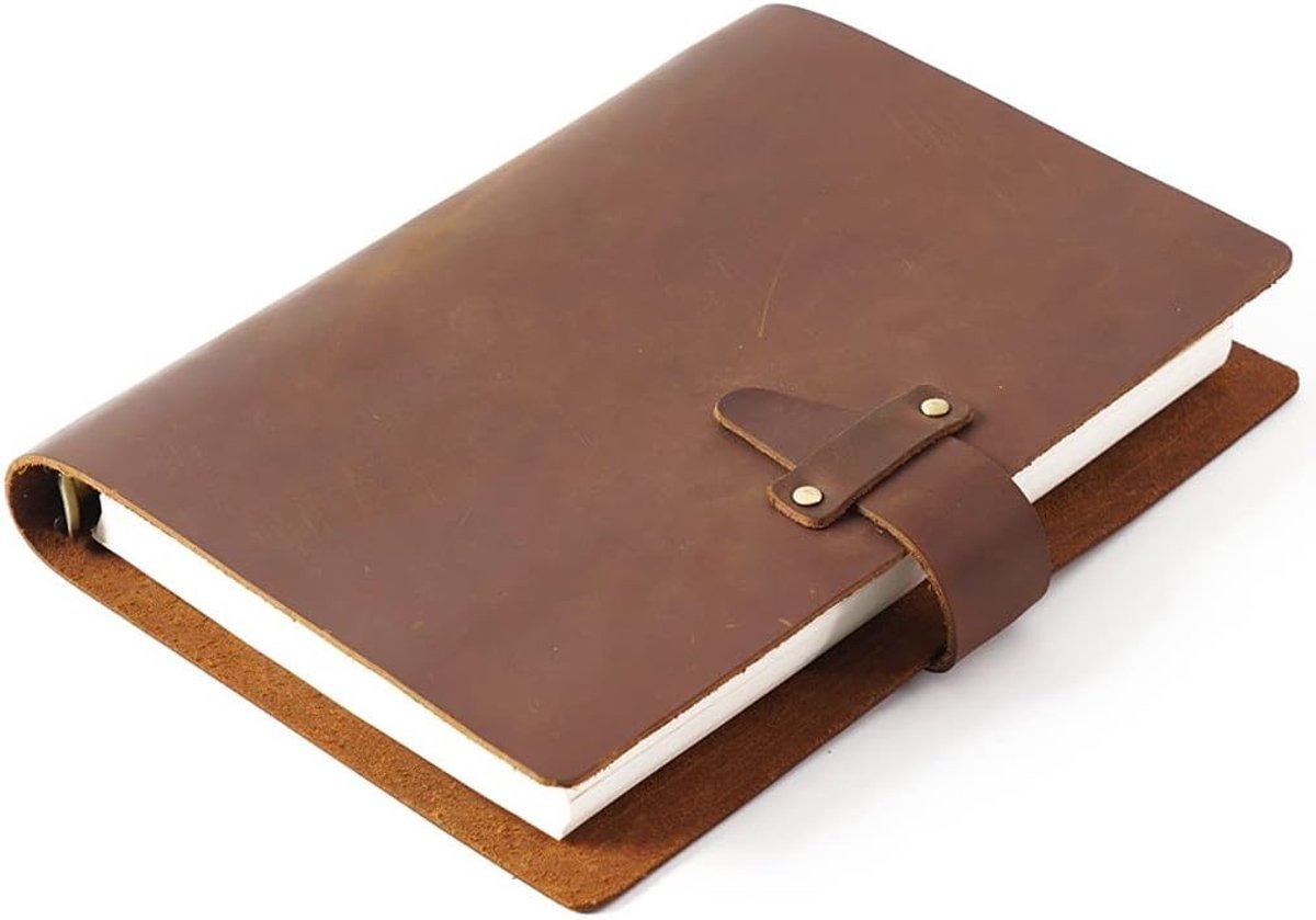 Rustiek Notitieboek - Spiraal Dagboek - Dagelijks Leven Vastleggen - Handgemaakte Leren Omslag - A5 Formaat - Koffie Bruin
