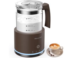 Elektrische Melkopschuimer - Melkstomer Cappuccino Maker - Koffie en Latte - 6 Functies Vaatwasmachinebestendig - 500 ml Capaciteit - Wit Glas