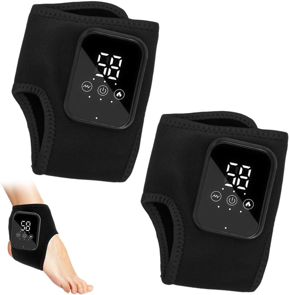 Voetmassageapparaat - Voetenwarmer Ontspanner - Spierontspanning Herstel - 3 Warmte Vibratie Modi - 19x12x5 cm - Zwart