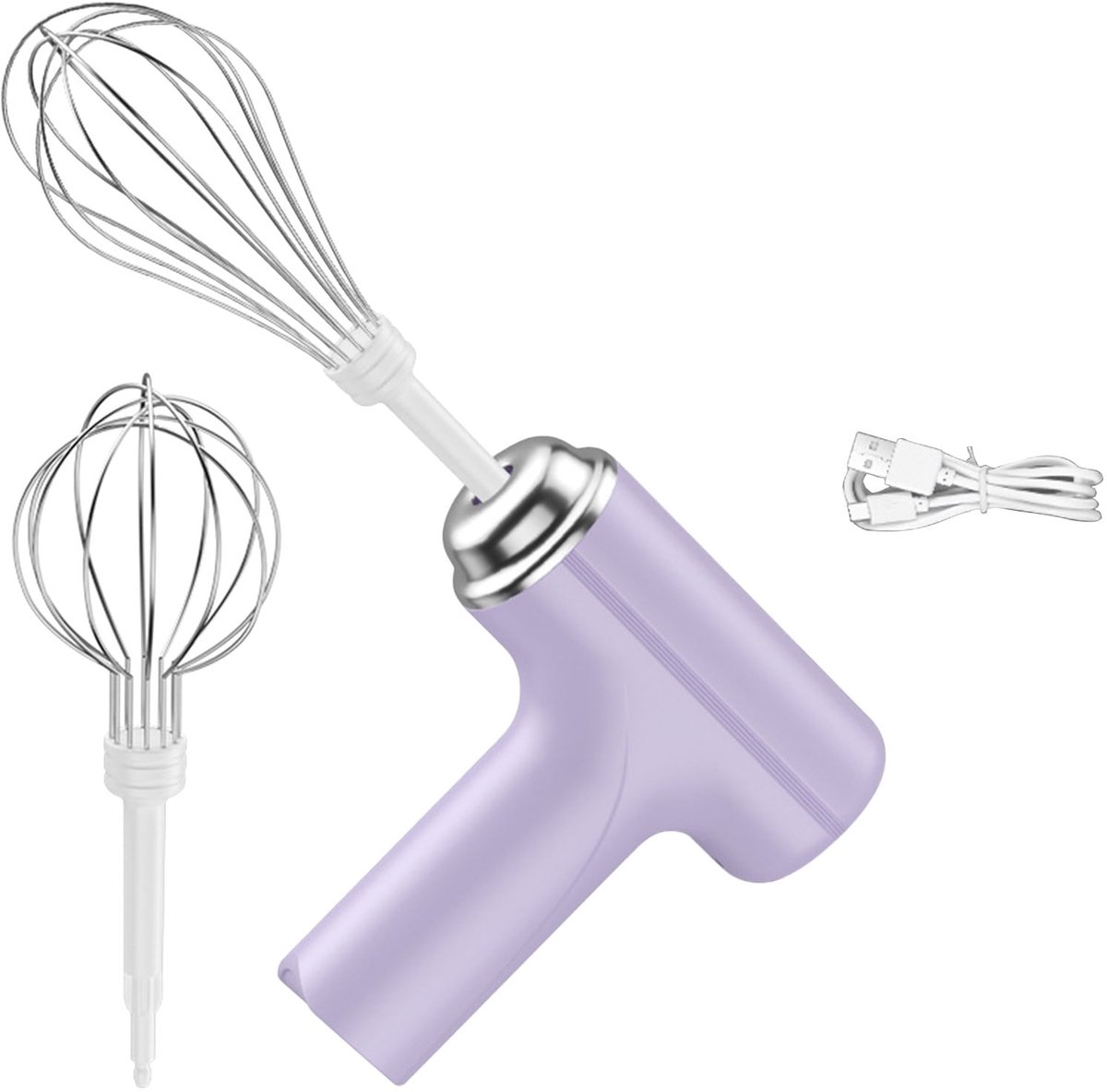 Elektrische handmixer met drie snelheden, Geschikt voorzien van twee afneembare roestvrijstalen gardes, lichtgewicht keukenmixer Geschikt voor bakken, taarten, crèmes en deeg - Paars (185W)