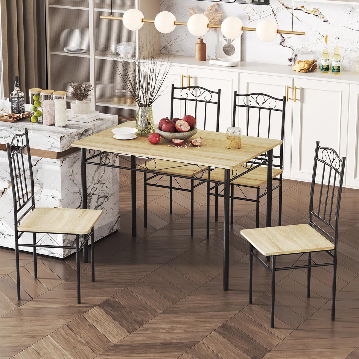 Eettafel met Stoelen - Eetgroep Keuken - Gezellig Tafelen - Industriële Stijl - 109 x 69 x