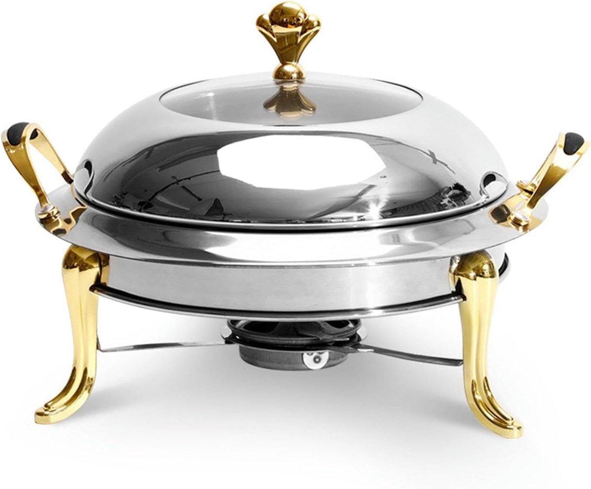 Chafing Dish Set - Buffet Warmhoudplaat - Feesten Buffet - Stabiele Steunvoeten - 24 CM - Goud