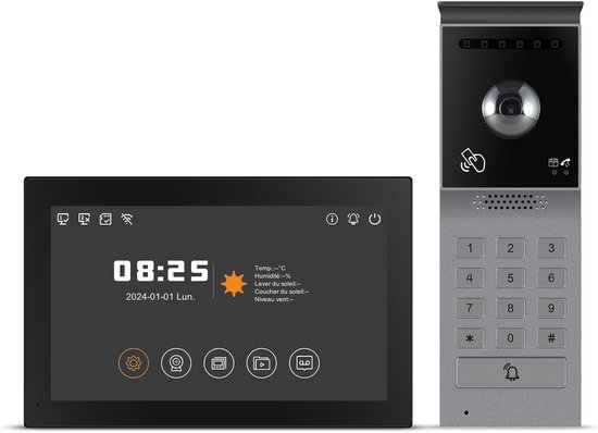 Bedrade Videofoon - 2-Draads Intercom - Veilige Toegang - 7 Inch Touchscreen - 23 x 7 x 16 cm — afbeelding 3