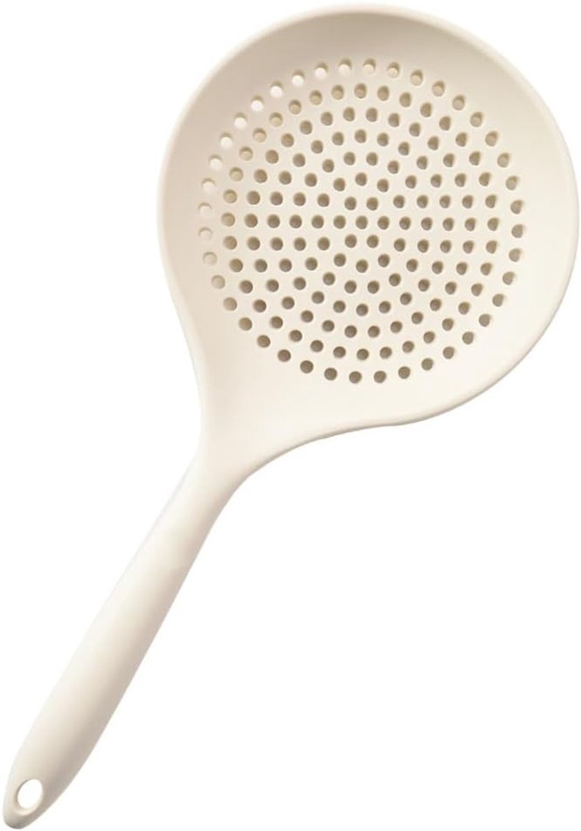 Siliconen Lepel - Schuimspaan Zeef - Koken Afgieten - Ergonomisch Handvat - 36.5 cm Lang - Wit