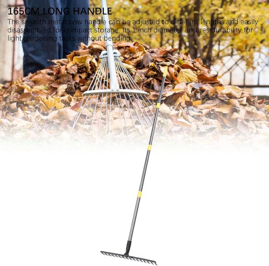 Tuin hark - Bladhark hark - Onkruid verwijderen - Verstelbare steel - 165cm lang - Metaal van Merkloos	 — afbeelding 5