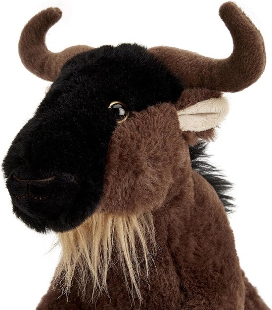 Pluche Gnoe - Knuffel Wildebeest - Kinderen Leren - Gemaakt van gerecycled materiaal - 23 cm - Bruin — afbeelding 5