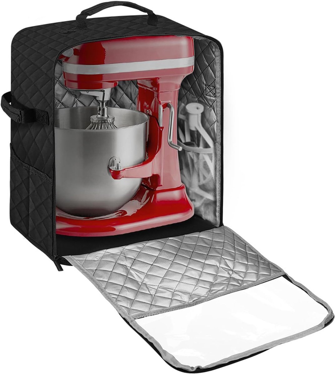 Mixer Opbergtas - Keukenrobot Cover - Keuken Organisatie - Met Extra Zakken - 38x31x4 cm - Zwart