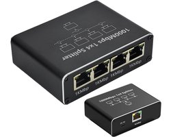 Ethernet Splitter - Netwerk Connector - Internet Verdelen - 1 naar 4 Poorten - Gigabit Snelheid