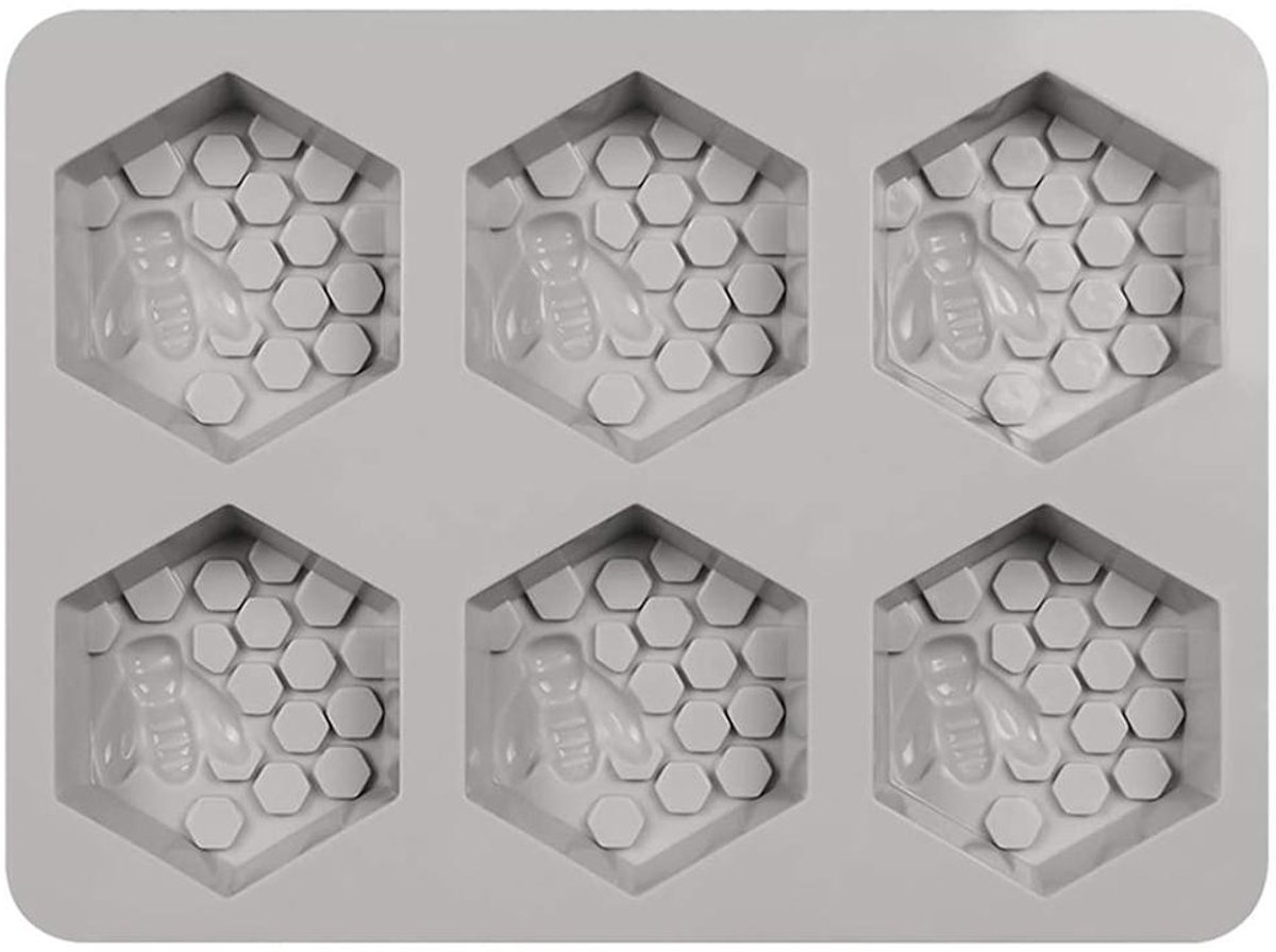 Honeycomb Soap Molds - Silicone Cake Molds - Bee Pattern - 12 cavities - For Home Use Beige