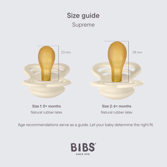 BiBS - Supreme Pacifier - Stage 2 Fopspeen - 6+ maanden - 2 stuks - Ivory / Blush van BIBS — afbeelding 3