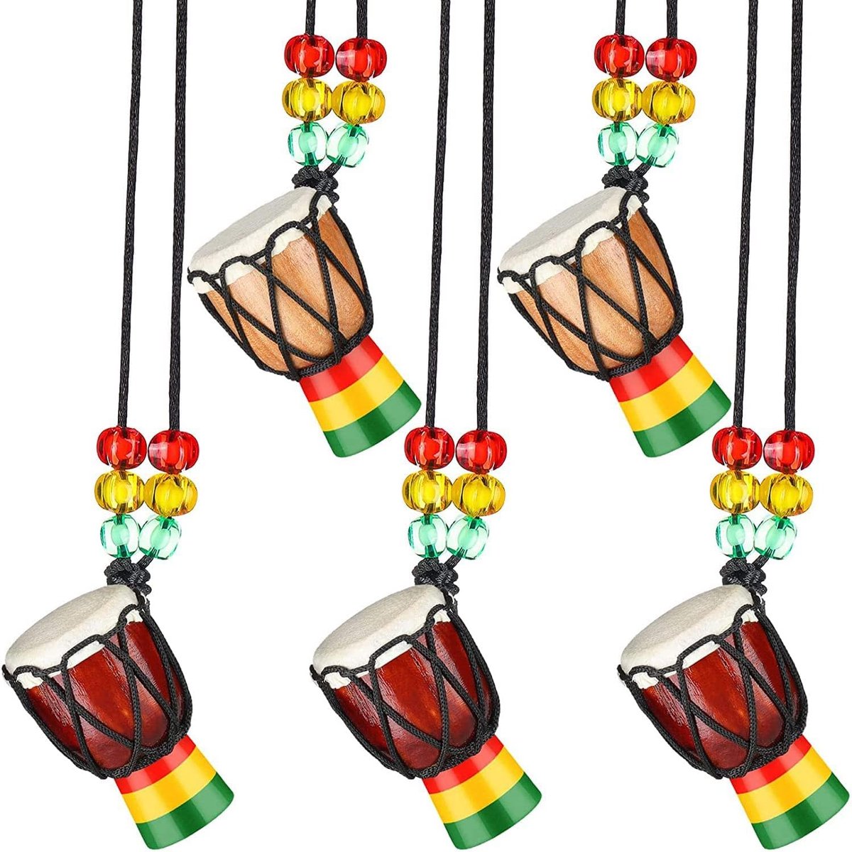 Trommel Hanger Set - Percussie Kettingen - Muziek Accessoires - Set van Vijf - 10x10x3 cm
