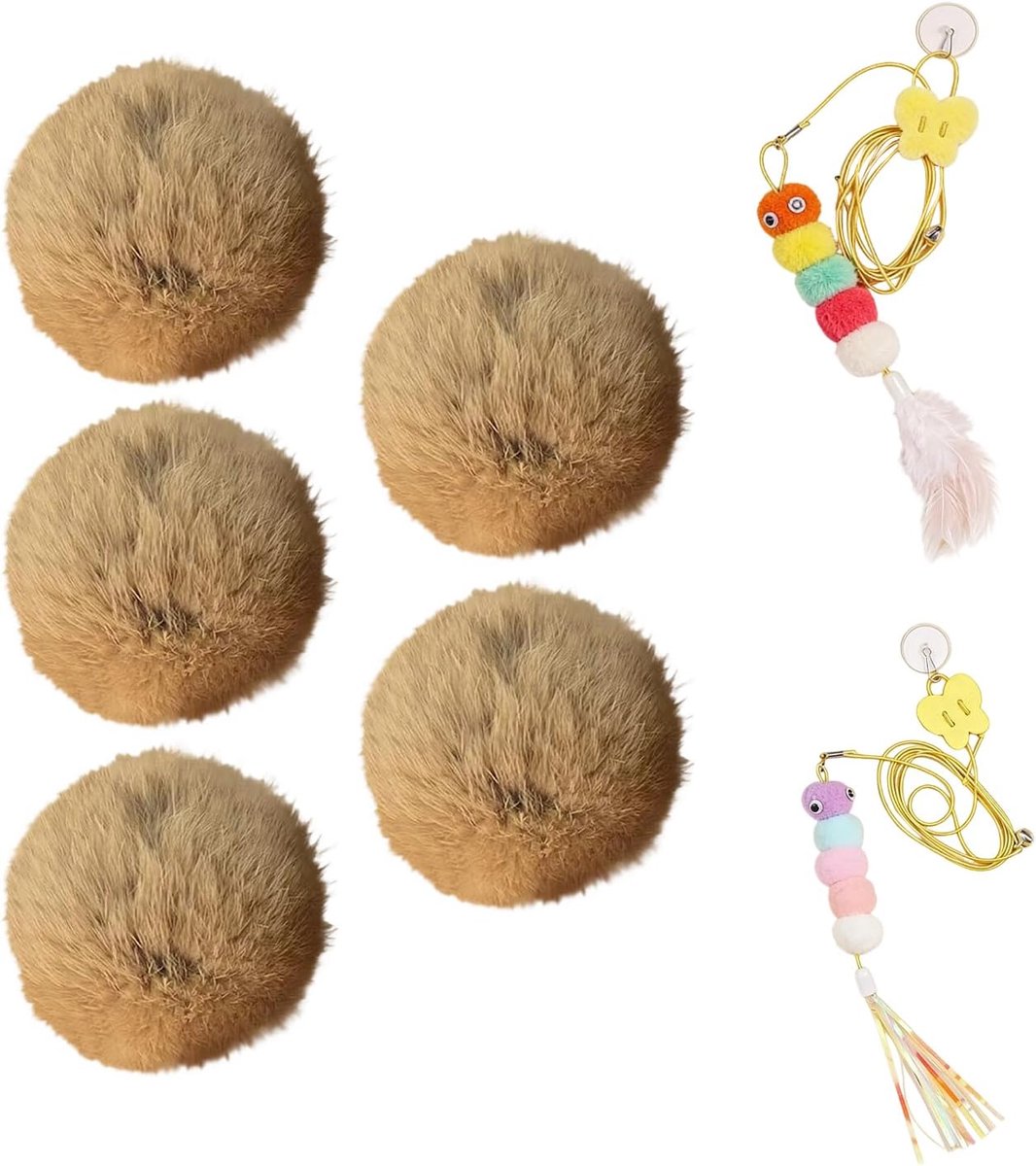 Katten Haarbal Speelgoed - Kauwbal Binnen - Tegen Verveling - Interactieve Set - 5 Stuks