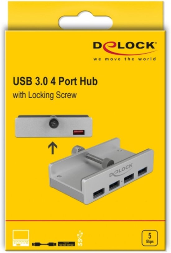 Externe USB Hub - Poorten Uitbreider - Extra Aansluitingen - Bevestigingsmogelijkheid - Zilver — afbeelding 5