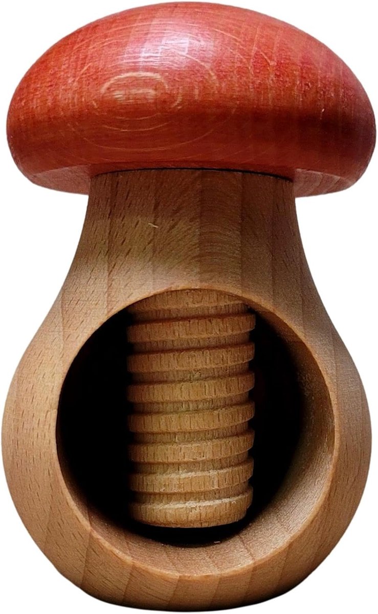 Notenkraker Hout - Keukengadget - Noten Kraken - Handgemaakt - 10x7x7.5cm - Rood