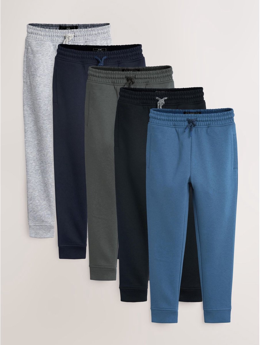 Next - Jongens - Basic joggingbroeken, set van 5 - Blauw