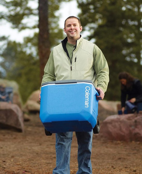 Passieve koelbox - Thermobox ijsbox - Kamperen festivals picknick - Met wielen handgreep - 60 liter capaciteit - Blauw — afbeelding 3