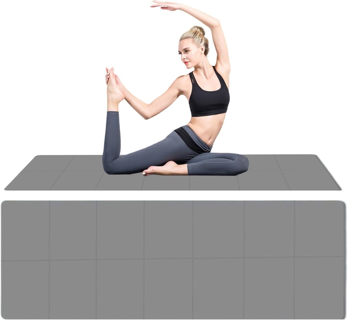 Opvouwbare Oefenmat - Draagbare Trainingsmat - Thuis Yoga - Dubbelzijdig Antislip - 183x61cm - Grijs