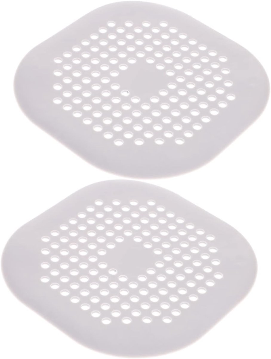Afvoer Stopper - Douchegoot Beschermer - Voorkom Verstopping - Zes Stuks Set - 14x14 cm - Grijs