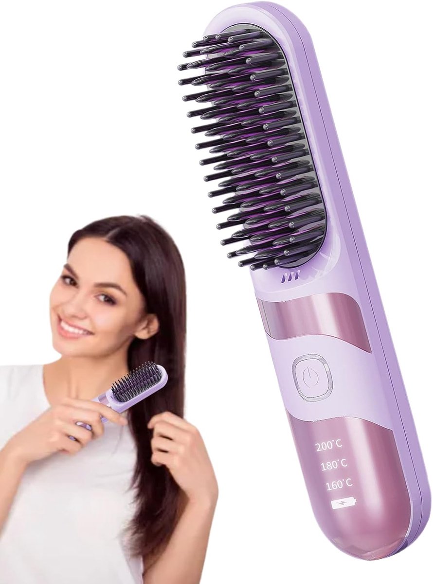 Draagbare Haar Stijltang - Krulborstel Styler - Snel Haar Stylen - 2-in-1 Multifunctioneel - 20 x 4.1 cm