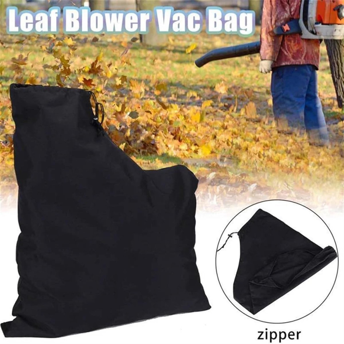 Bladblazer Opvangzak - Bladzuiger Zak - Tuinonderhoud - Met Rits Ontwerp - One Size - Zwart
