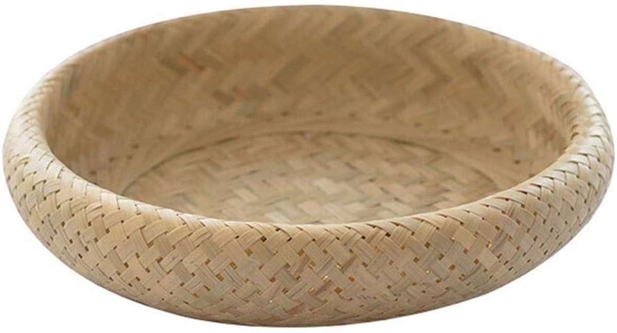 Fruitmand Bamboe - Geweven Fruitschaal - Thuis Opbergen - Handgeweven Design - Rond 27cm