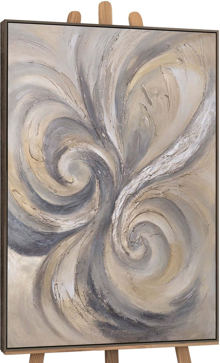 YS Canvas schilderij handgeschilderd sands and clouds abstract – YS-Art Gallery – Luxe wanddecoratie voor woonkamer – Modern schilderij voor slaapkamer en hal Grey